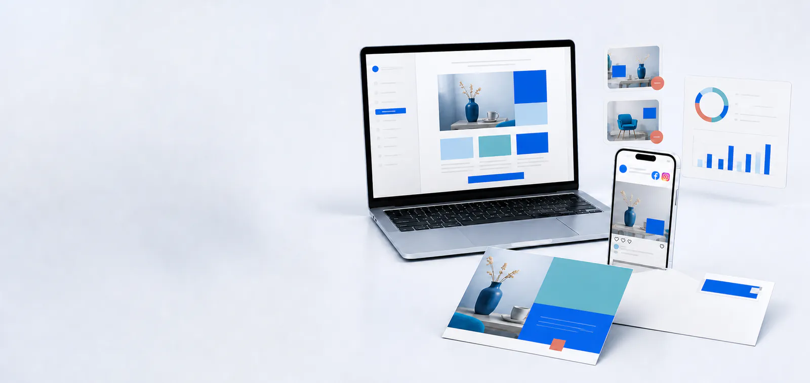 Campagne met mailing, e-mail, Facebook, Instagram en online advertenties