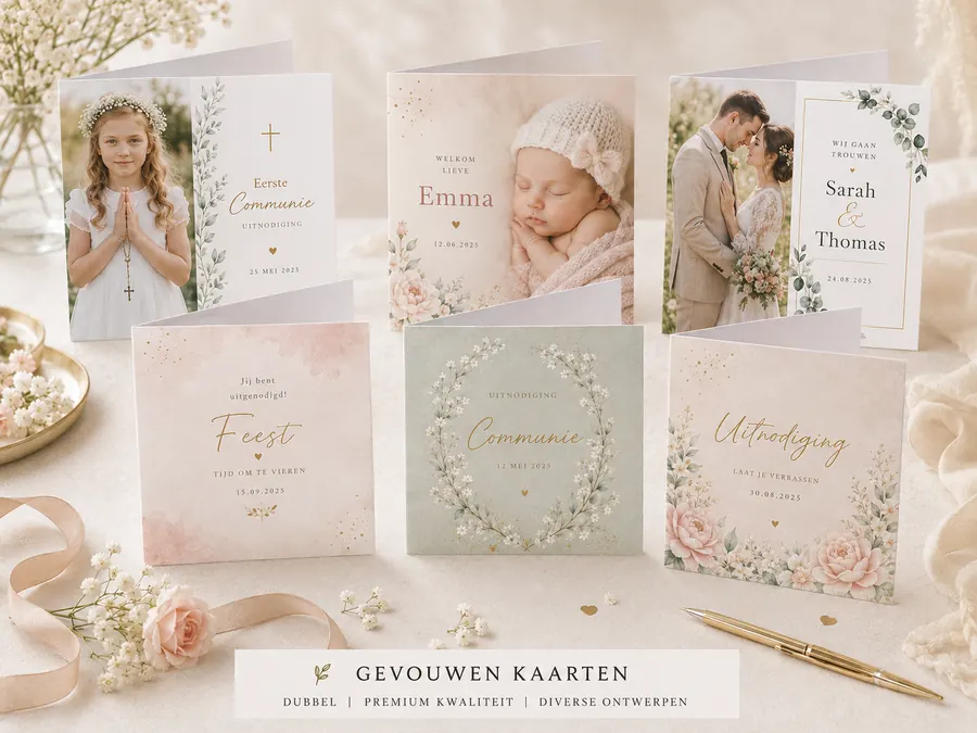 Gevouwen uitnodigingen & dubbele kaarten