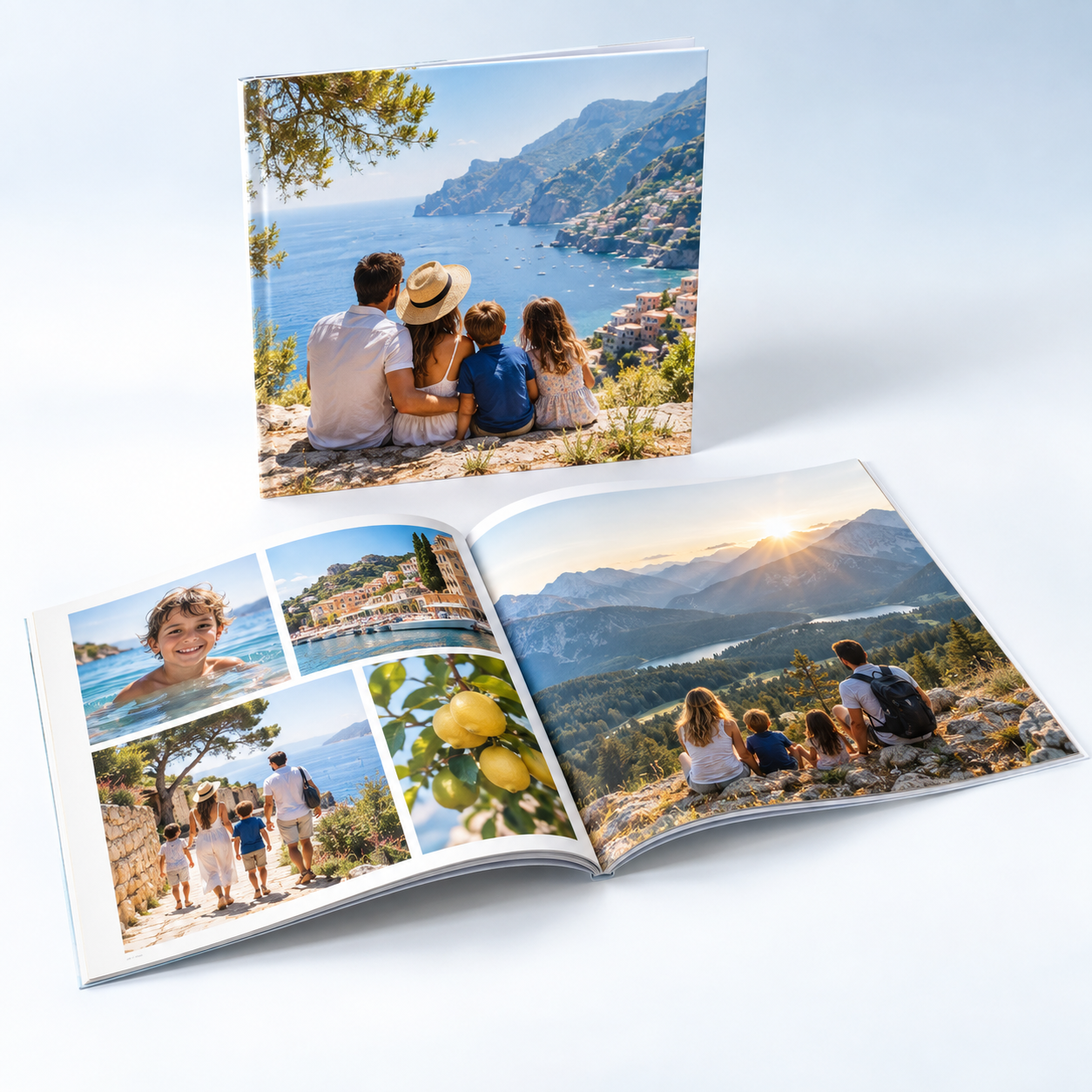 Livre photo de vacances avec souvenirs de famille